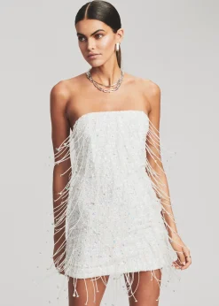 Retrofete Heather Sequin Star Fringe Dress White w/ Stars Sale