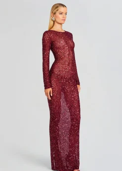 Retrofete Heidi Sequin Dress Merlot Clearance
