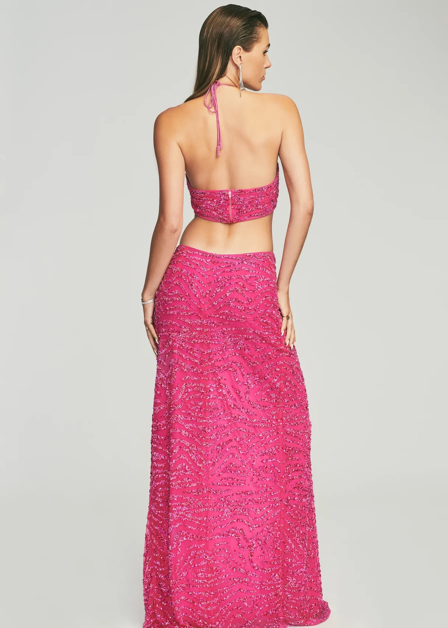 Retrofete Hendrix Sequin Tiger Stripe Dress Fuchsia Tiger Stripe Flash Sale