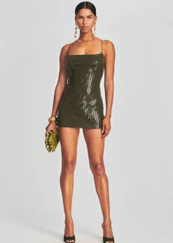 Retrofete Hudson Sequin Knit Dress Olive Green Best Sale