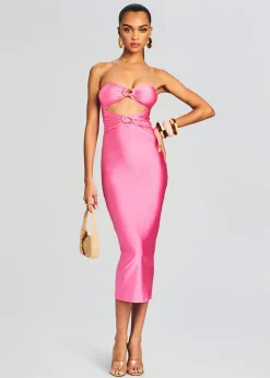 Retrofete Ida Lycra Midi Dress Rose Blossom Best