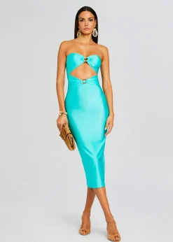 Retrofete Ida Lycra Midi Dress Blue Maldives Sale