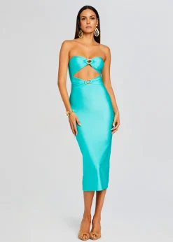 Retrofete Ida Lycra Midi Dress Blue Maldives Shop