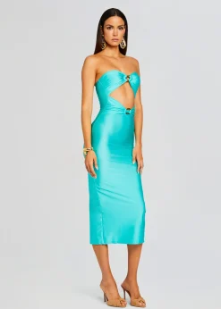 Retrofete Ida Lycra Midi Dress Blue Maldives Shop