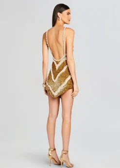 Retrofete Inessa Feather Sequin Dress Gold/White Online