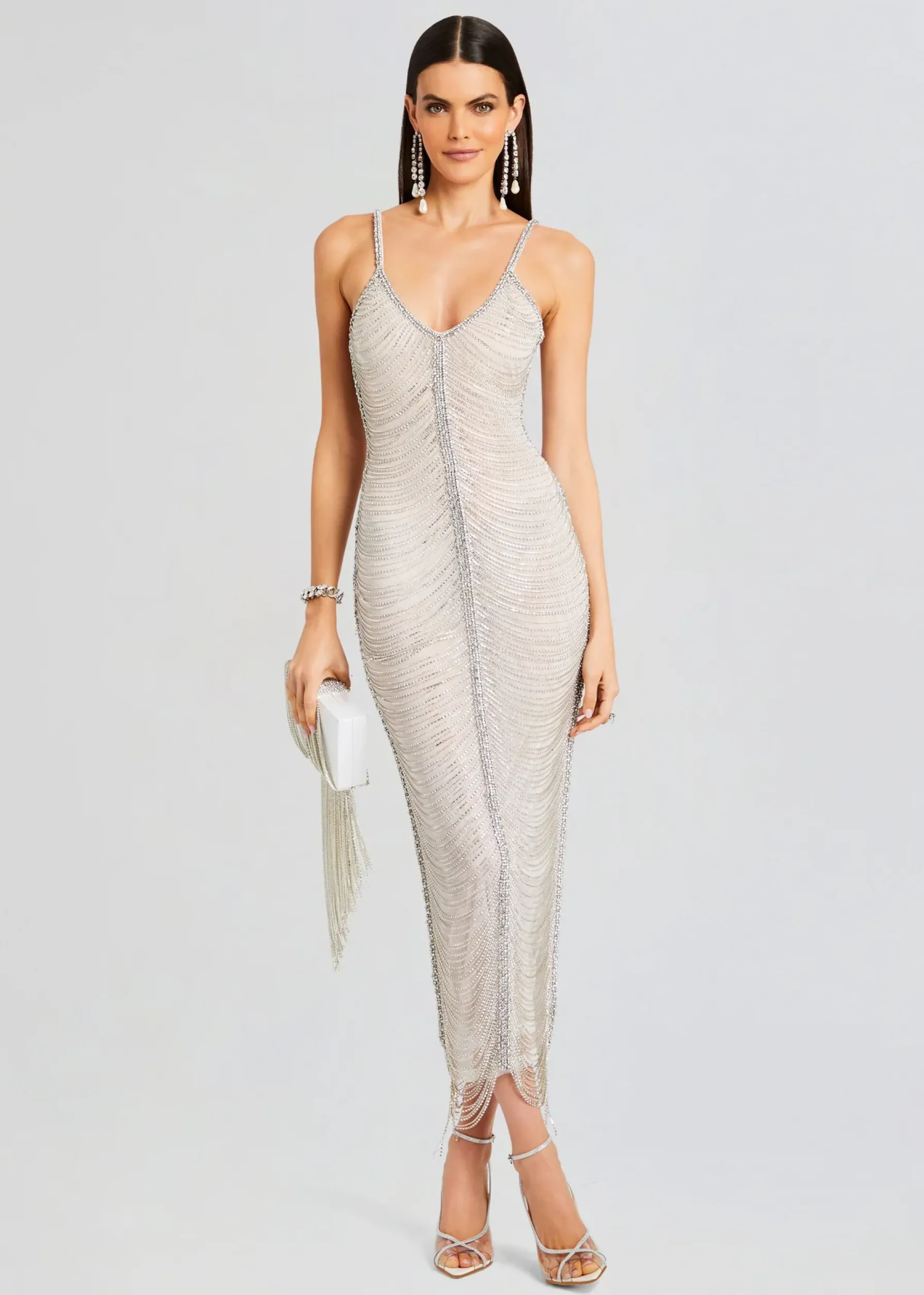 Retrofete Irina Maxi Dress White/Silver Cheap