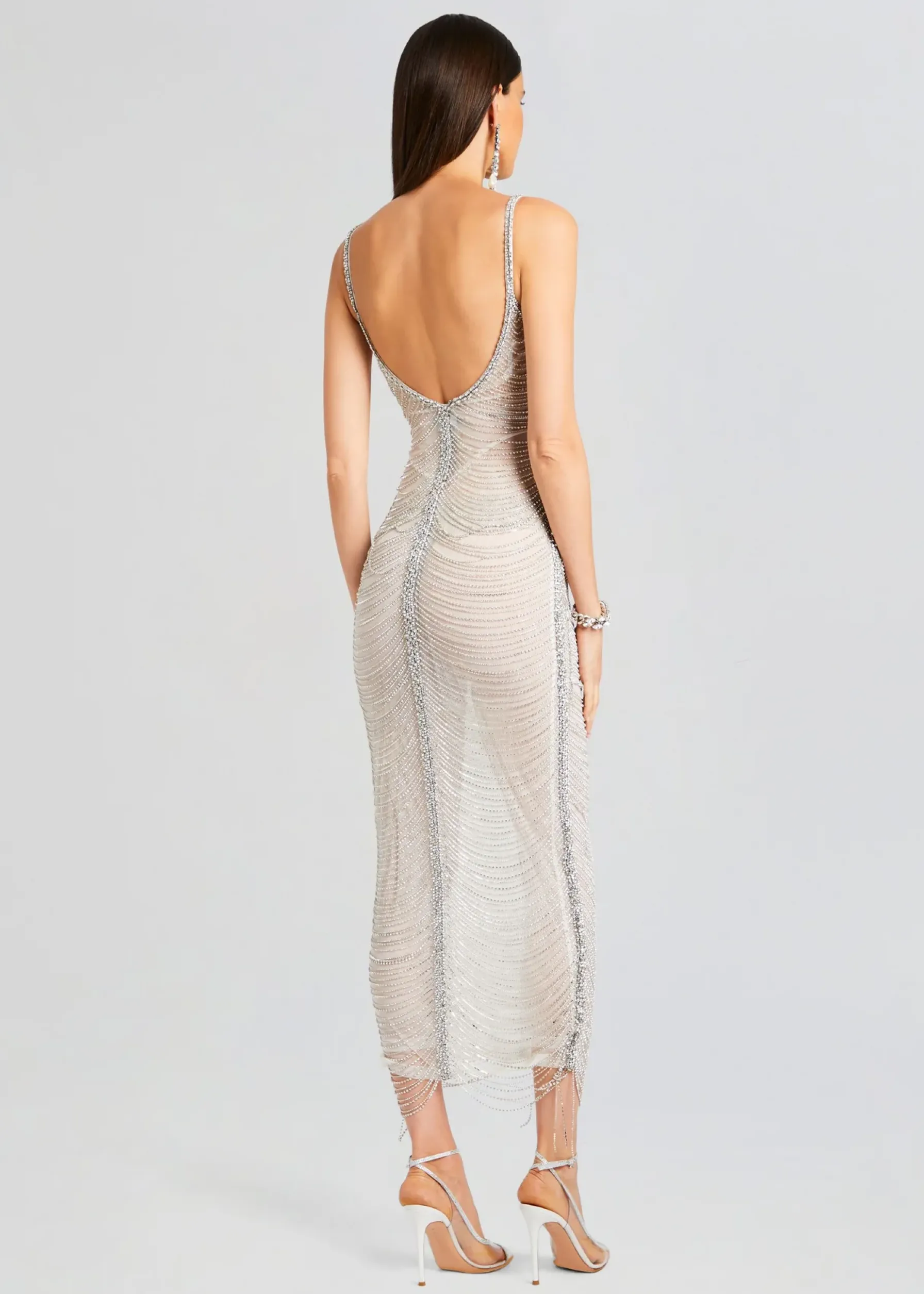 Retrofete Irina Maxi Dress White/Silver Discount