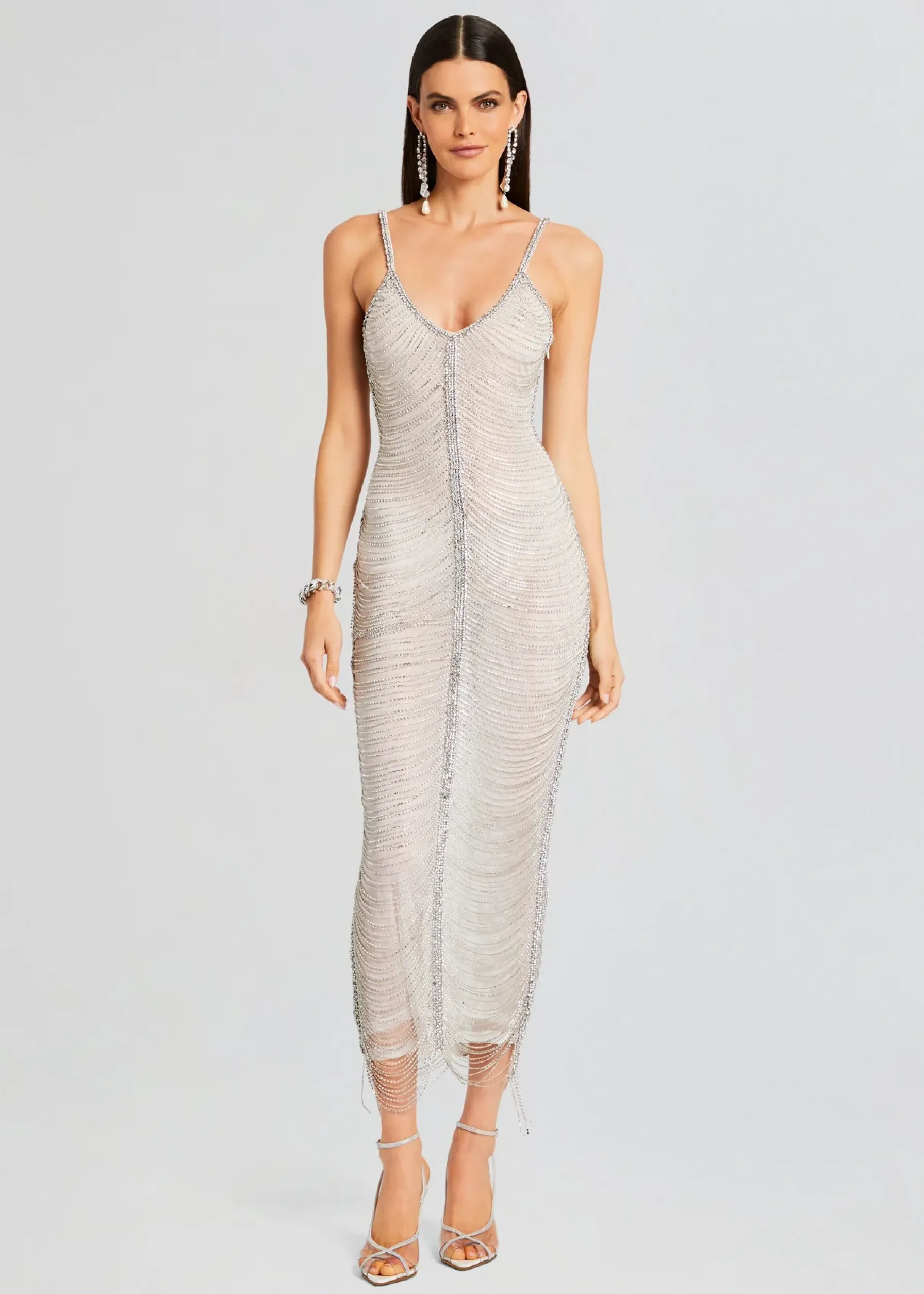 Retrofete Irina Maxi Dress White/Silver Discount