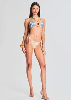 Retrofete Jade Bikini Top Blue Flowers Best Sale