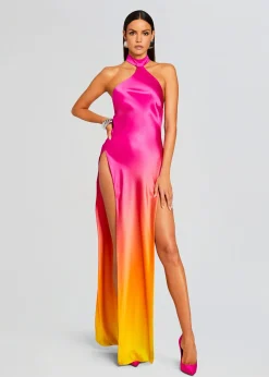Retrofete Jagger Silk Dress Pink Lime Ombre Cheap