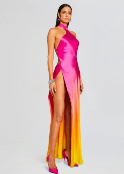 Retrofete Jagger Silk Dress Pink Lime Ombre Discount