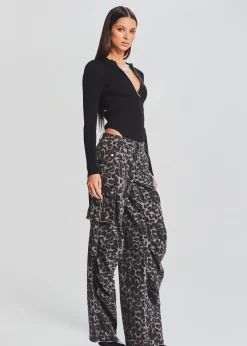 Retrofete Jane Cargo Pant Grey Leopard Discount