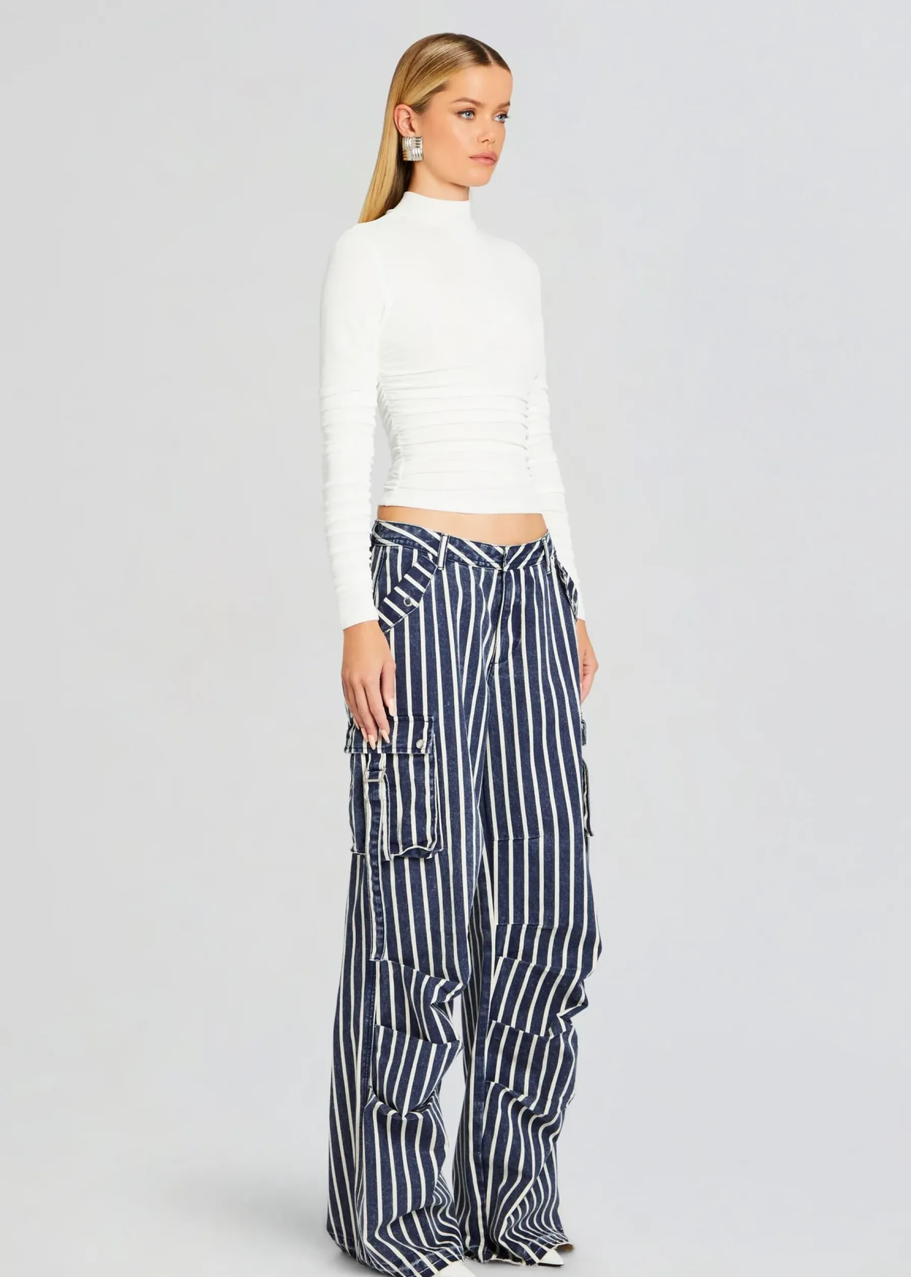 Retrofete Jane Cargo Pant Navy Stripe Sale