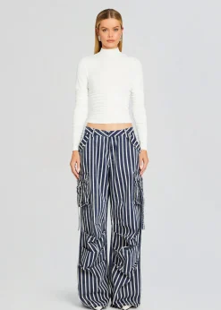 Retrofete Jane Cargo Pant Navy Stripe Sale