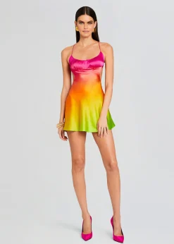 Retrofete Josefine Silk Dress Pink Lime Ombre Store