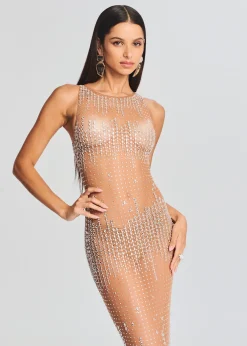 Retrofete Jovie Sequin Dress Silver/Nude Cheap