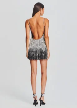 Retrofete Juliette Embellished Fringe Dress Black/Silver Hot