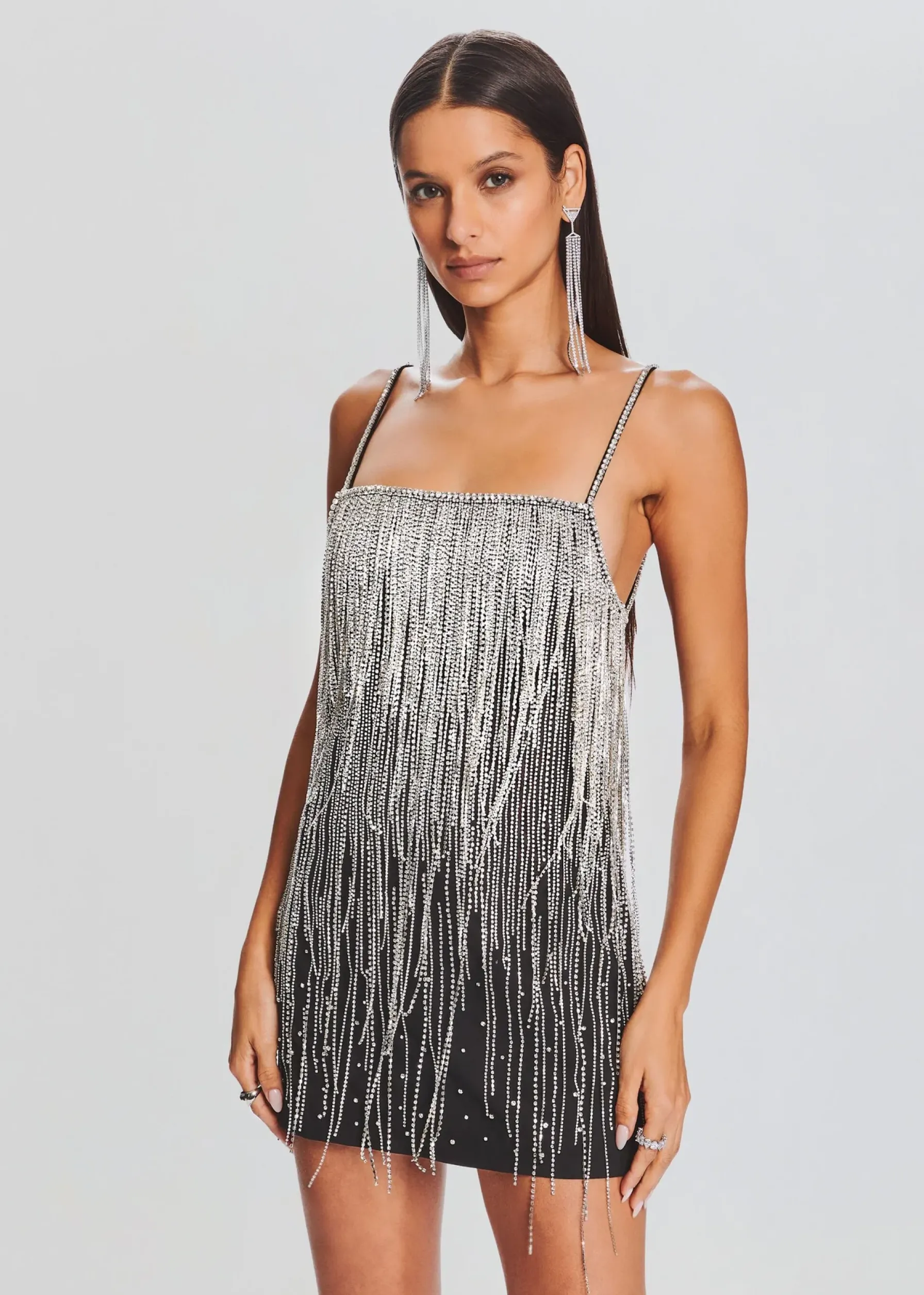 Retrofete Juliette Embellished Fringe Dress Black/Silver Best Sale
