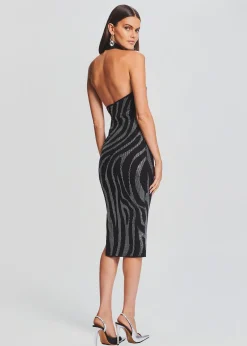 Retrofete Kaisley Knit Dress Black/Silver Zebra Clearance