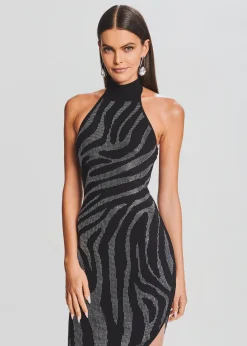 Retrofete Kaisley Knit Dress Black/Silver Zebra Clearance