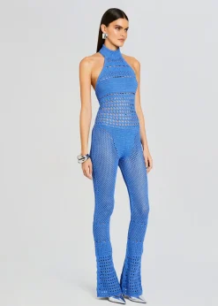Retrofete Kalena Knit Crochet Jumpsuit Tropical Blue Cheap