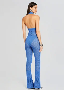 Retrofete Kalena Knit Crochet Jumpsuit Tropical Blue Sale