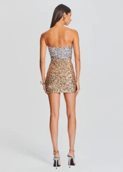 Retrofete Katalina Sequin Dress Silver Gold Ombre Cheap