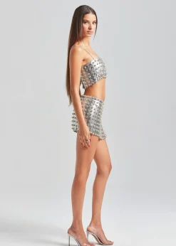 Retrofete Kauren Embellished Chainmail Top Silver Best