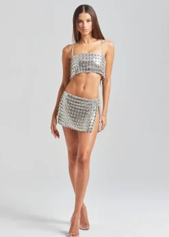 Retrofete Kauren Embellished Chainmail Top Silver Best