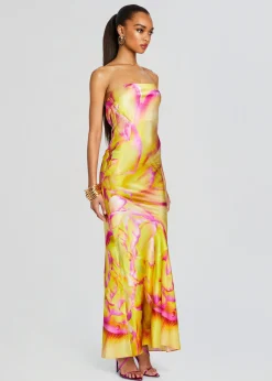 Retrofete Keaton Silk Dress Yellow Peony Clearance