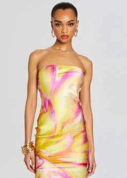 Retrofete Keaton Silk Dress Yellow Peony Clearance