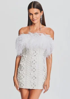 Retrofete Kimberely Embellished Knit Dress Ivory Fashion