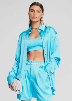 Retrofete Kit Silk Shirt Blue Atoll Hot