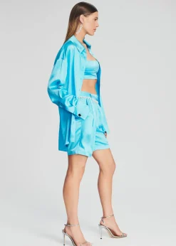 Retrofete Kit Silk Shirt Blue Atoll Hot