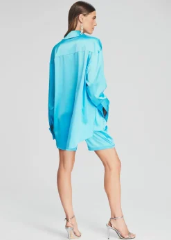 Retrofete Kit Silk Shirt Blue Atoll Hot
