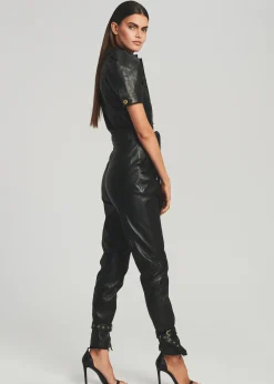 Retrofete Knox Leather Jumpsuit Black Cheap