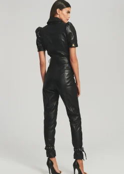 Retrofete Knox Leather Jumpsuit Black Outlet