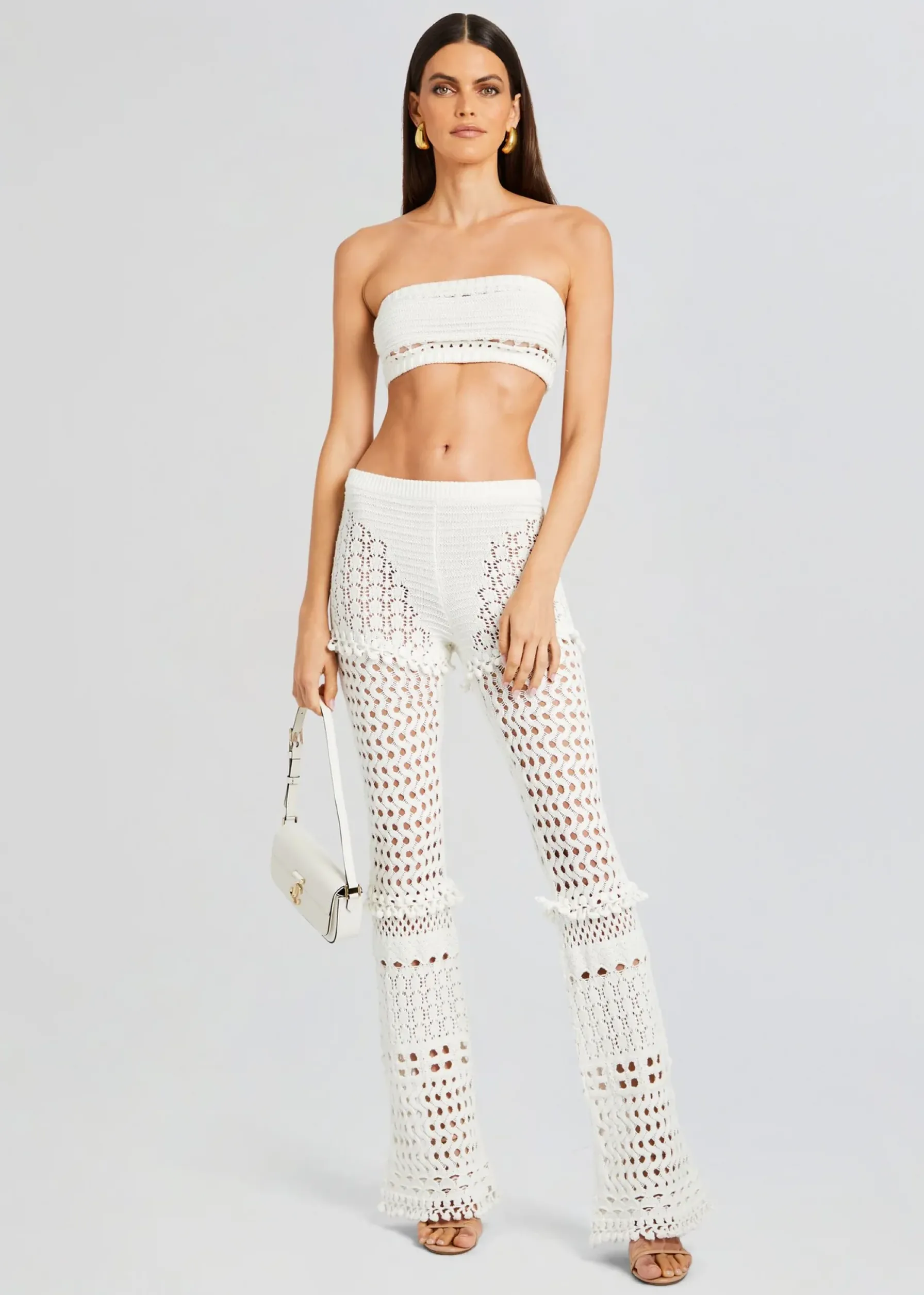 Retrofete Kyla Knit Crochet Pant Iridescent White Discount
