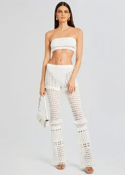 Retrofete Kyla Knit Crochet Pant Iridescent White Sale