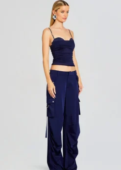 Retrofete Lai Satin Cargo Pant Navy Best Sale
