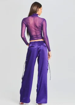 Retrofete Lai Satin Cargo Pant Violet Best Sale