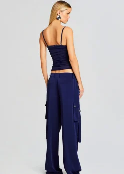 Retrofete Lai Satin Cargo Pant Navy Best