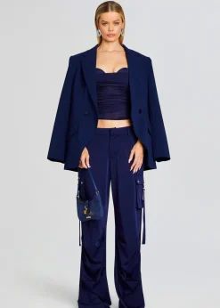Retrofete Lai Satin Cargo Pant Navy Best
