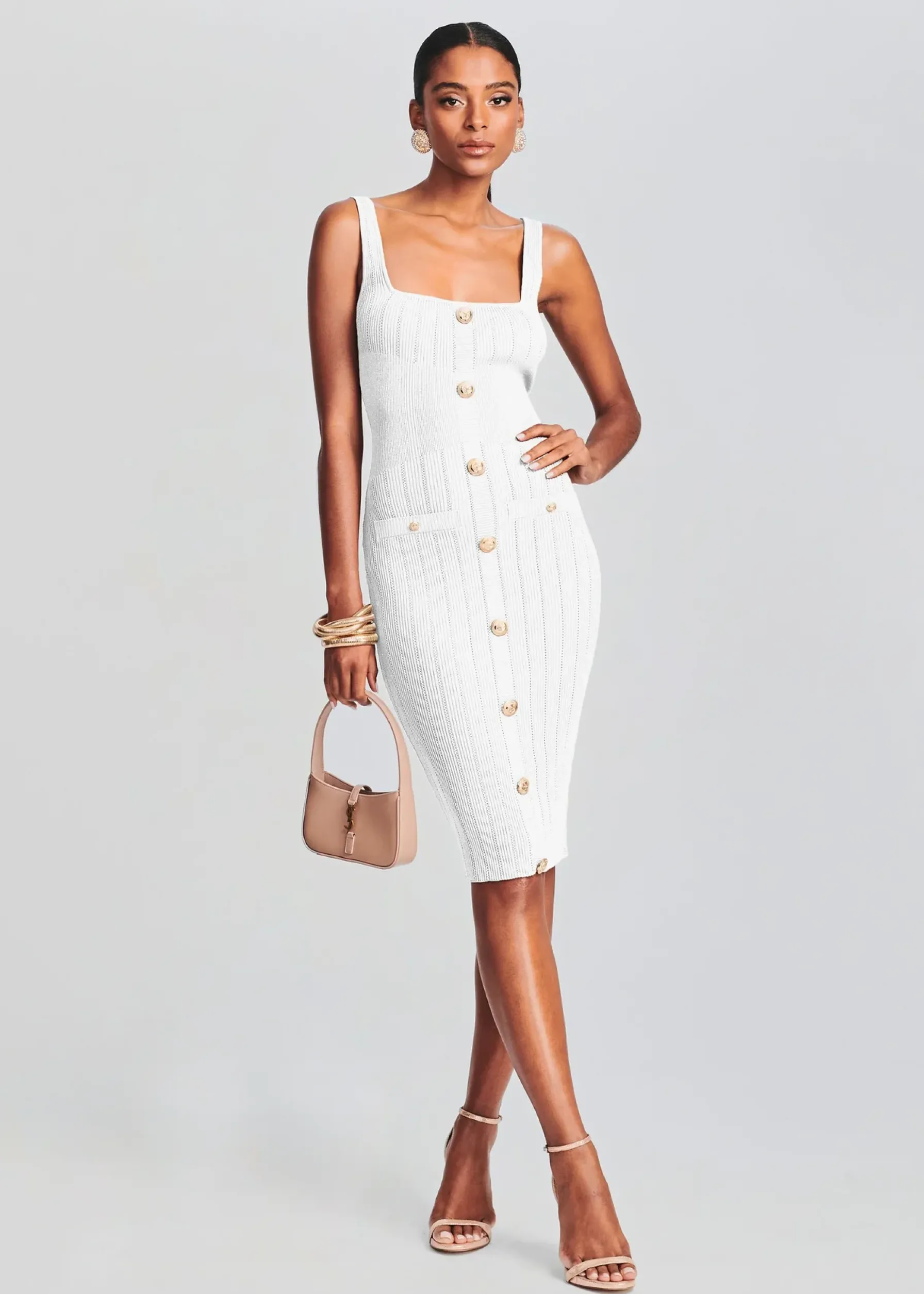 Retrofete Laney Dress White/Gold Cheap