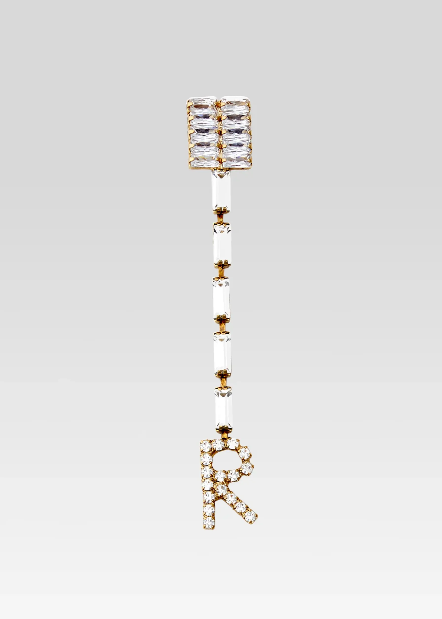 Retrofete Lara Block Crystal Letter Drop Earring Gold Outlet
