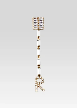 Retrofete Lara Block Crystal Letter Drop Earring Gold Hot
