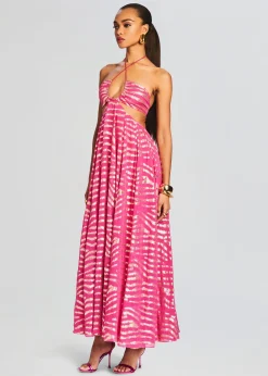 Retrofete Lara Long Dress Fuschia Hot
