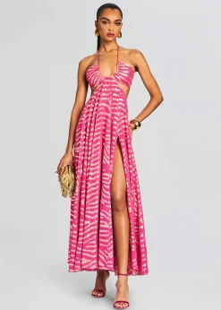 Retrofete Lara Long Dress Fuschia Hot