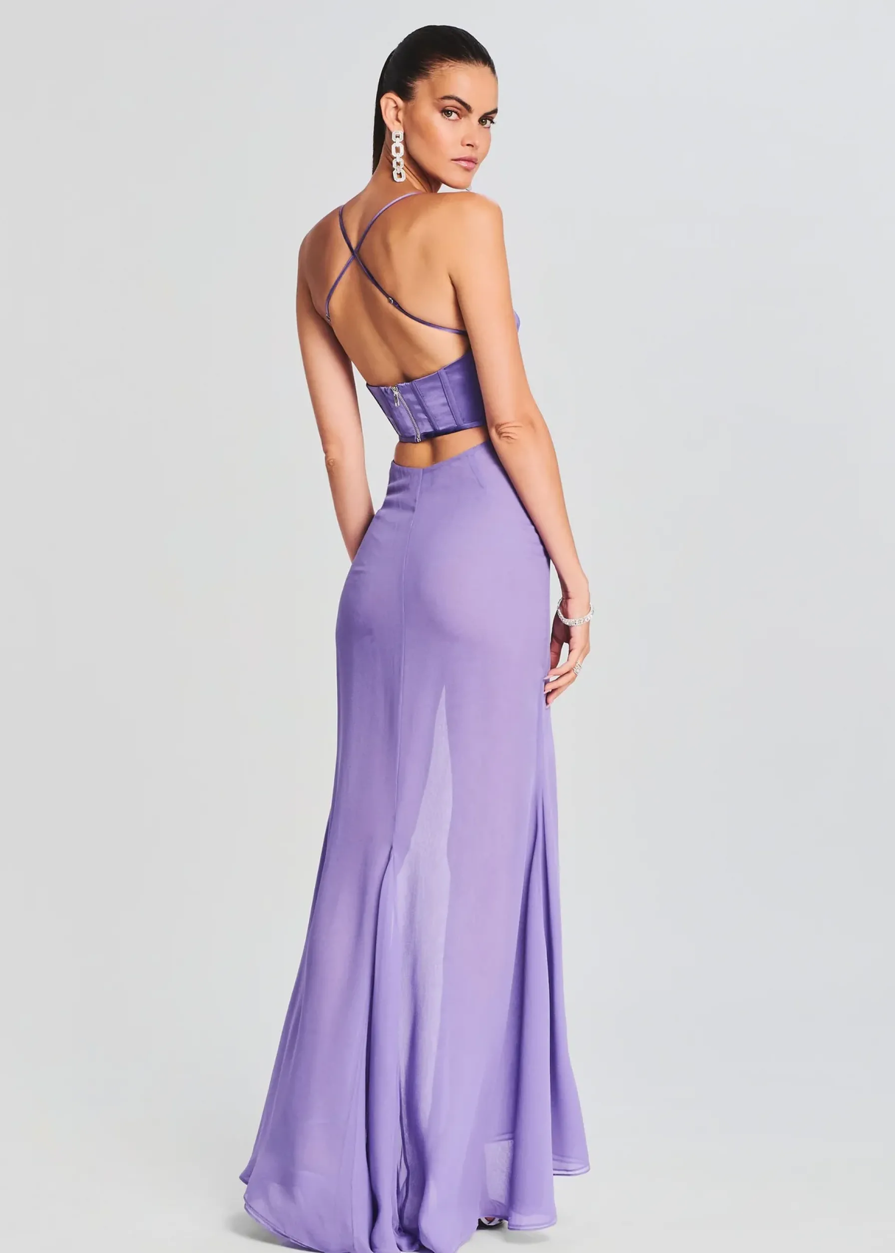 Retrofete Larissa Silk Corset Dress Dusty Lilac Sale