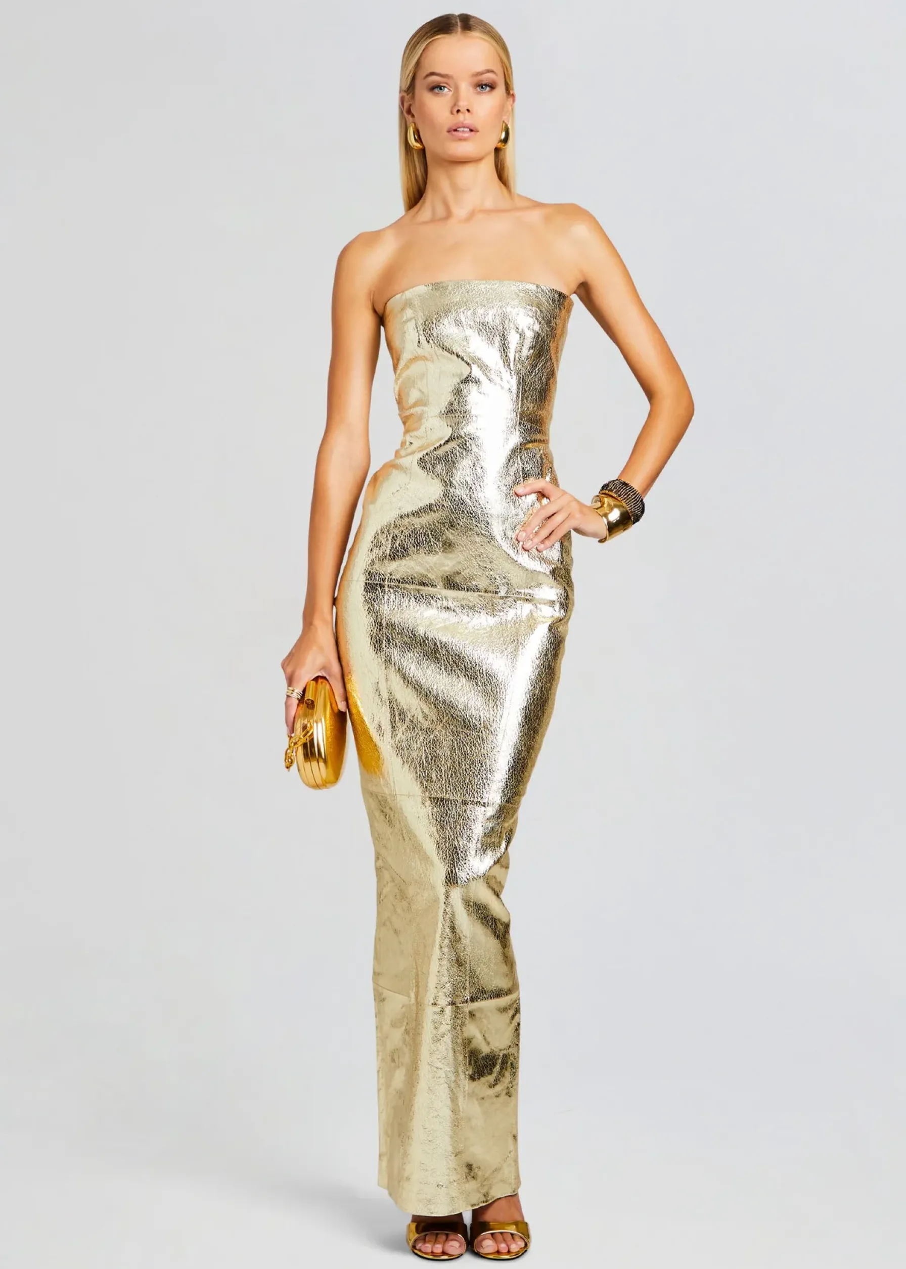 Retrofete Lavonne Leather Dress Gold Shop